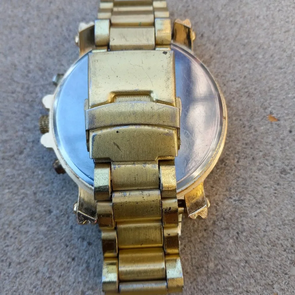 Mens GENEVA Oversized Wrist Watch Gold Rapper Bling Bling